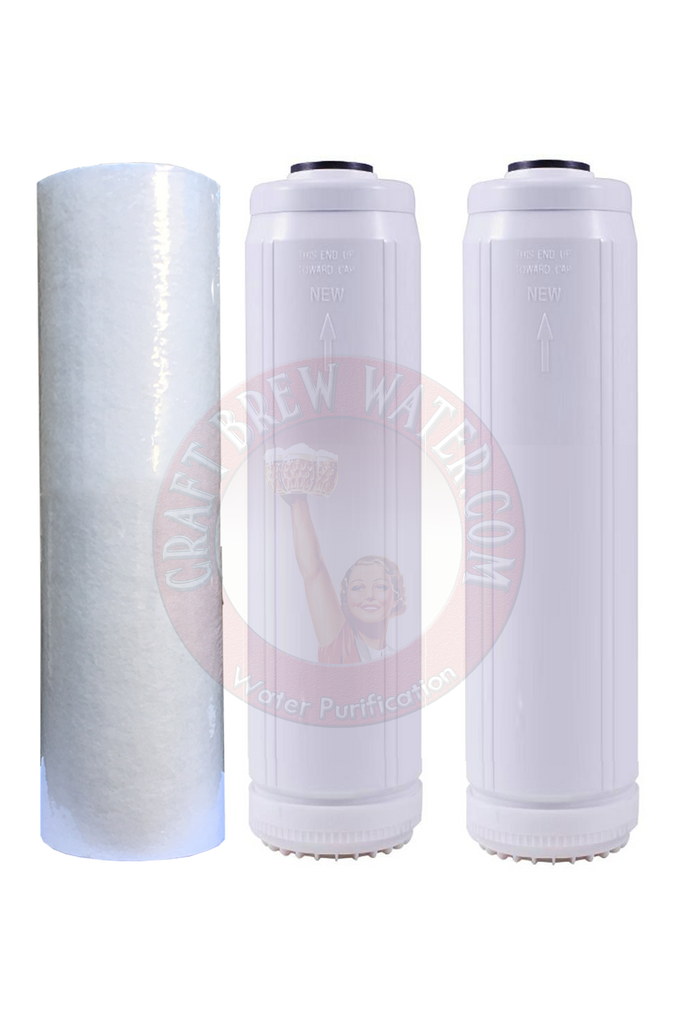 2.5" x 10" Filter Set with Gradulant Sediment Filter and 2 Carbon Block Filters